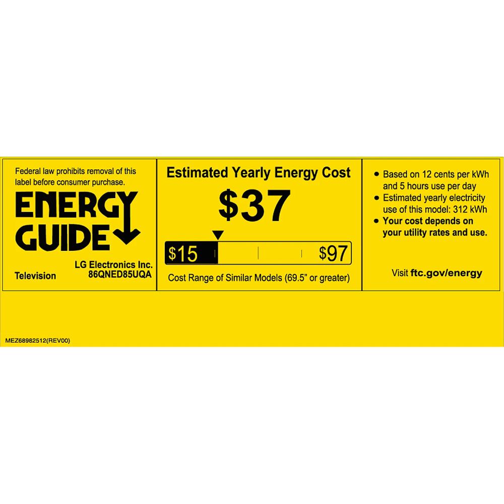 LG 86QNED85UQA 86 Inch HDR 4K Smart QNED Mini-LED TV, 2022 - Refurbished